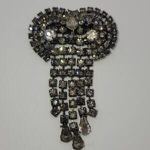 Vintage Kramer of New York Silver-tone Rhinestone Waterfall Brooch